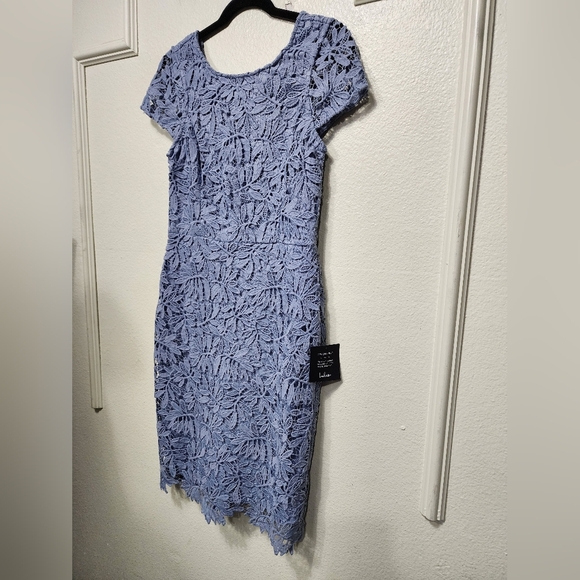 Lulus Right Sheer, Right Now Periwinkle Blue Lace Bodycon Dress M Wedding Party - Picture 7 of 9